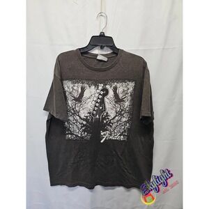 Fender Men's Grayish Blk Roots of Rock & Roll Tree T-Shirt Guitar Music Size Xl